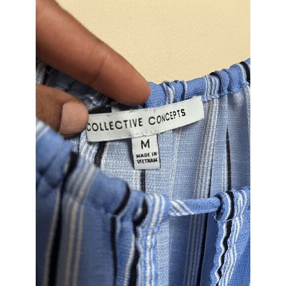 Collective Concepts Womens Halter Neck Romper Blue Striped Sz M - Picture 3 of 4